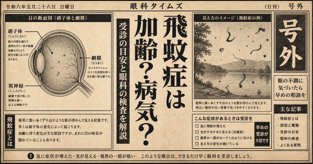 飛蚊症は加齢？病気？受診すべき症状と検査の目安を眼科が解説