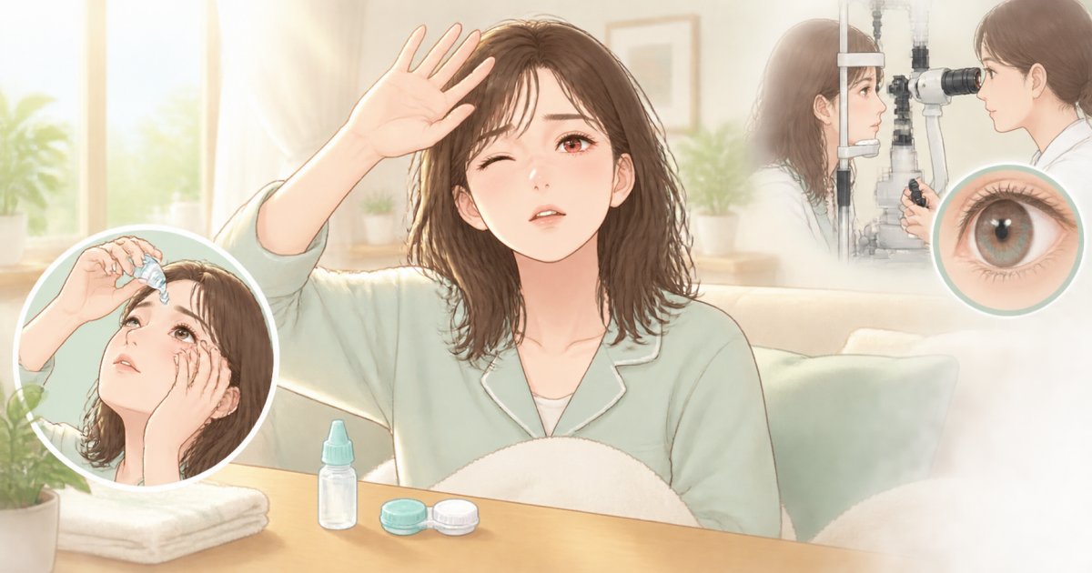 コンタクトで寝落ち、片目がまぶしい…角膜炎の兆候と受診目安